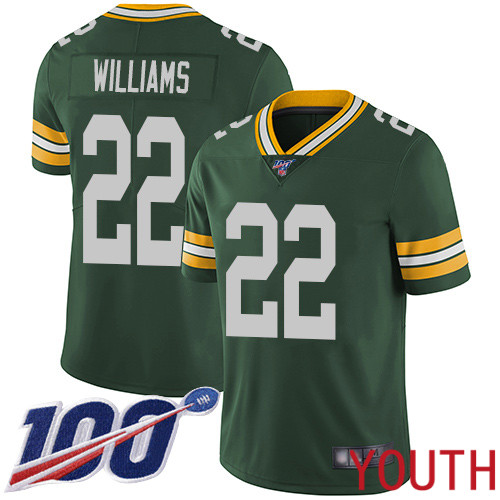 Green Bay Packers Limited Green Youth #22 Williams Dexter Home Jersey Nike NFL 100th Season Vapor Untouchable->youth nfl jersey->Youth Jersey